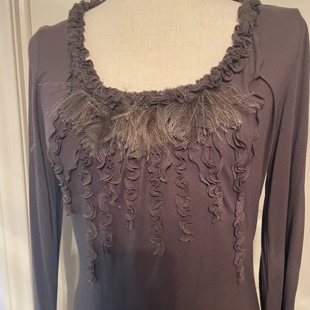 Elie Tahari top with feathers